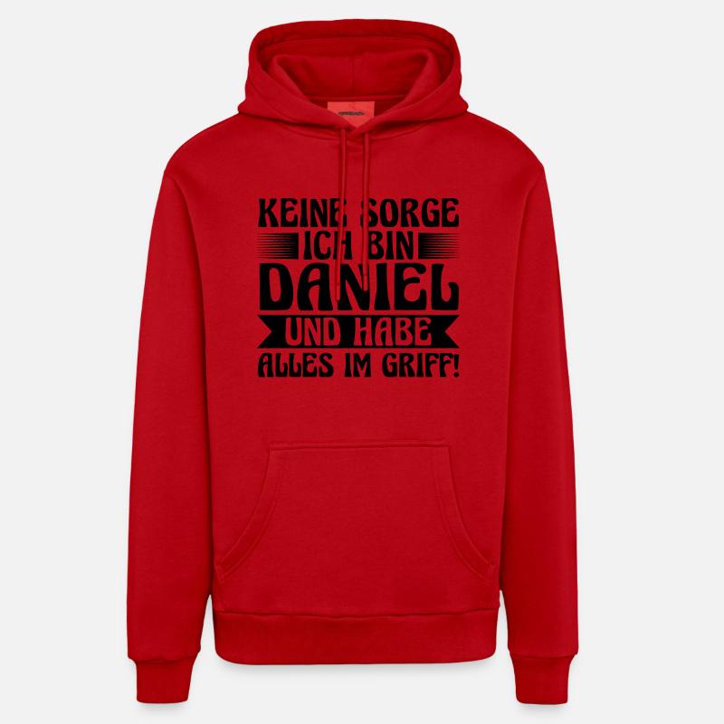 Prénom Daniel - Sweat à capuche bio décontracté fabriqué en UE - rouge