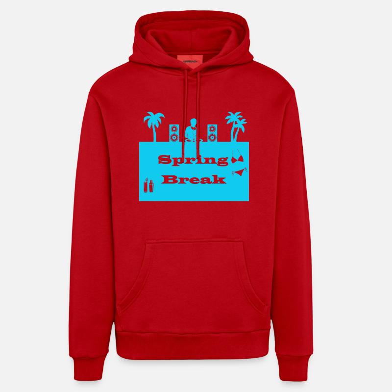 spring break bleu clair - Sweat à capuche bio décontracté fabriqué en UE - rouge