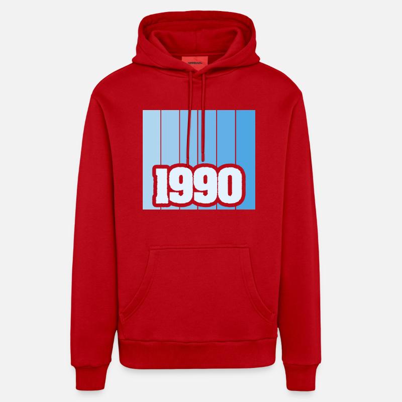 1990 - Sweat à capuche bio décontracté fabriqué en UE - rouge