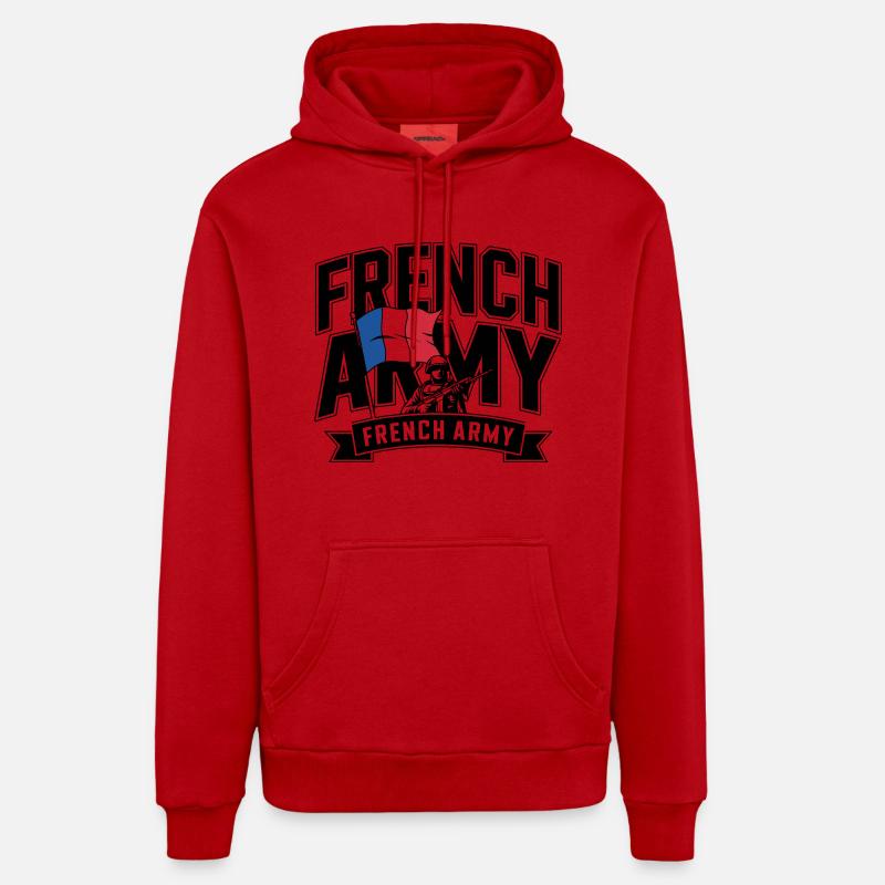 French Army - Sweat à capuche bio décontracté fabriqué en UE - rouge