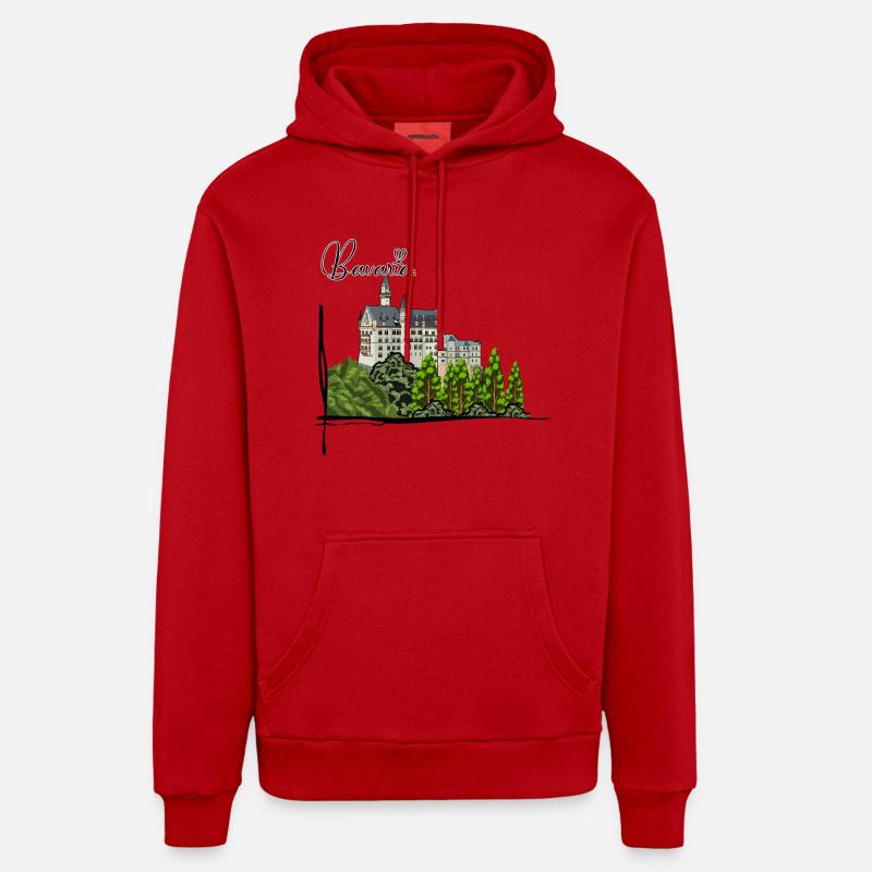 Château de Neuschwanstein // Illustration - Sweat à capuche bio décontracté fabriqué en UE - rouge
