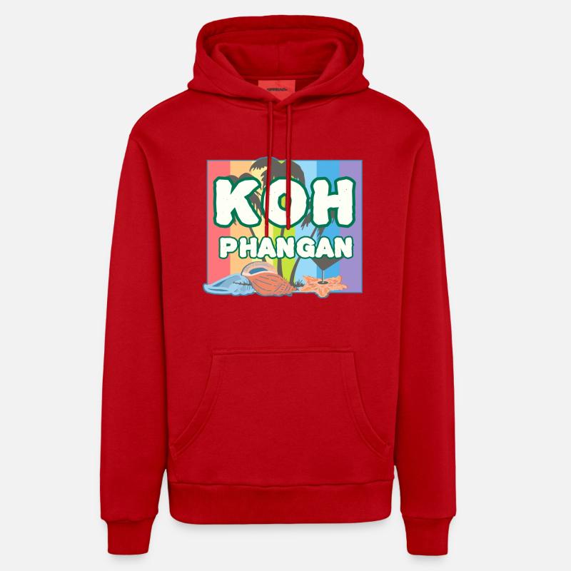 Arc-en-ciel K8h Phangan - Sweat à capuche bio décontracté fabriqué en UE - rouge
