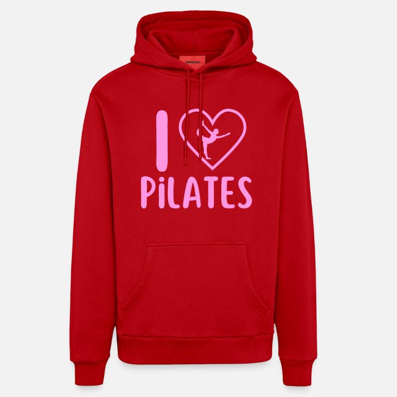 I love pilates - Sweat à capuche bio décontracté fabriqué en UE - rouge