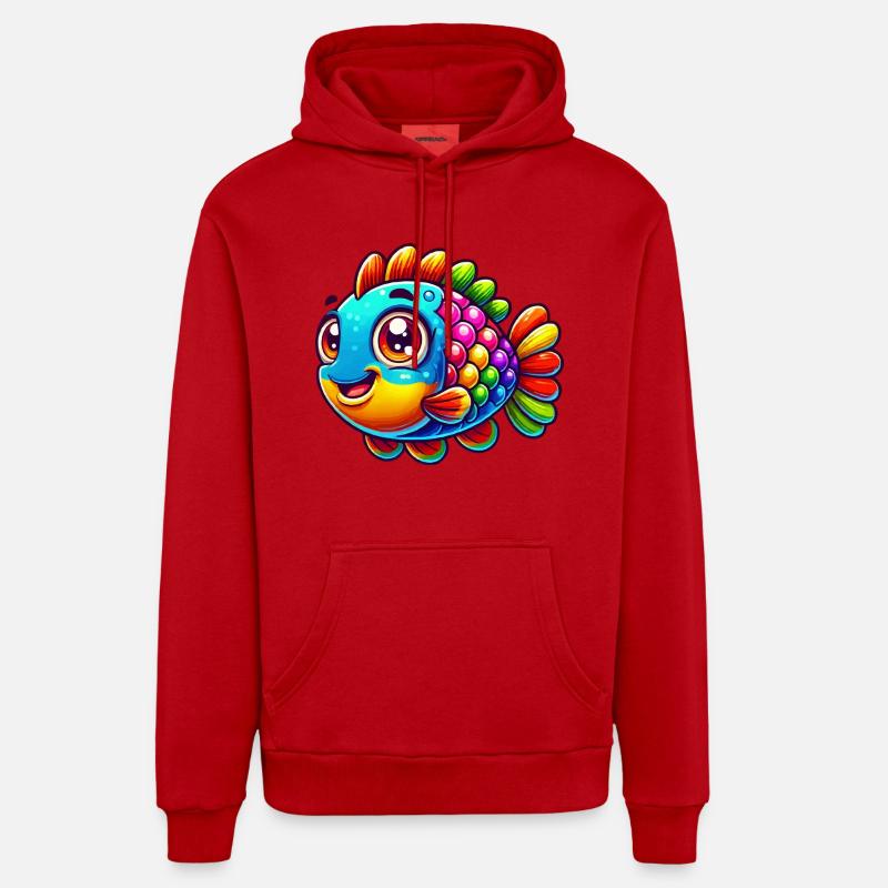Poisson 1 - Sweat à capuche bio décontracté fabriqué en UE - rouge