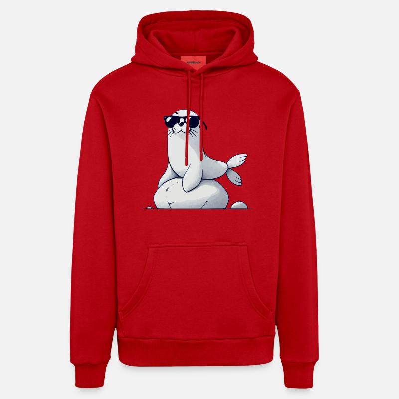 Lunettes de soleil Seal - Sweat à capuche bio décontracté fabriqué en UE - rouge