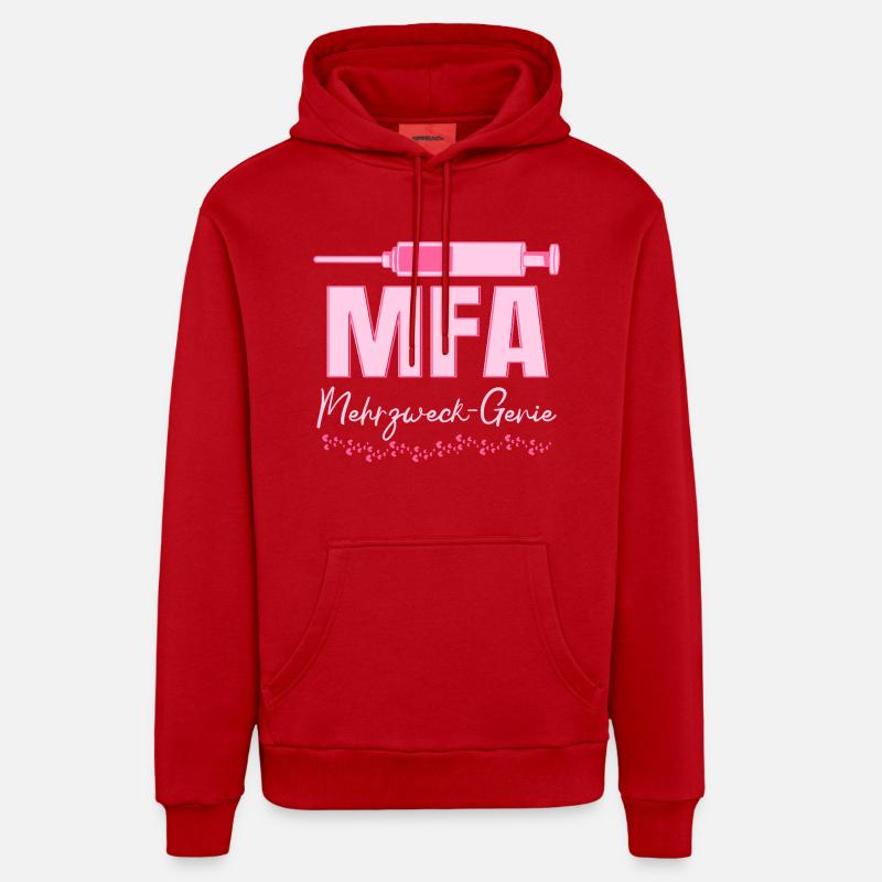 Assistant médical polyvalent MFA Genius - Sweat à capuche bio décontracté fabriqué en UE - rouge