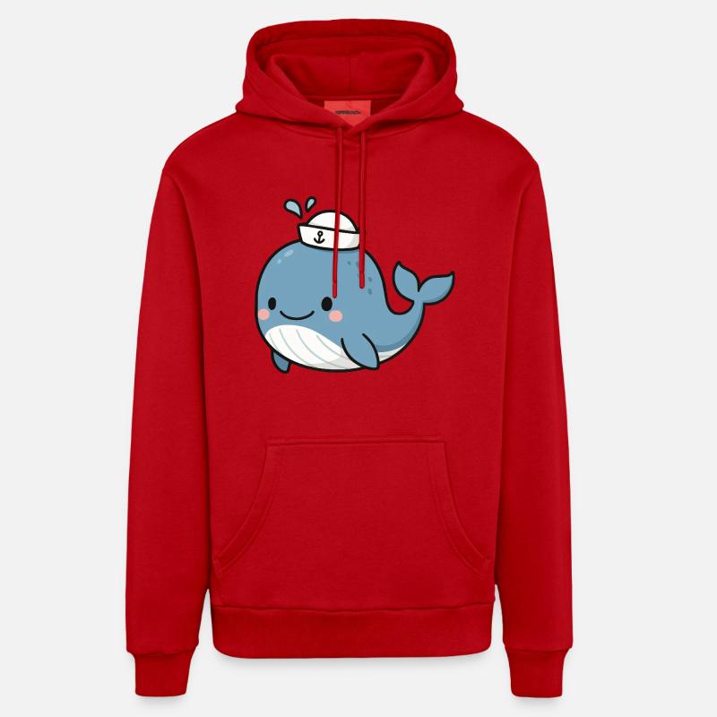 Bébé baleine - Sweat à capuche bio décontracté fabriqué en UE - rouge