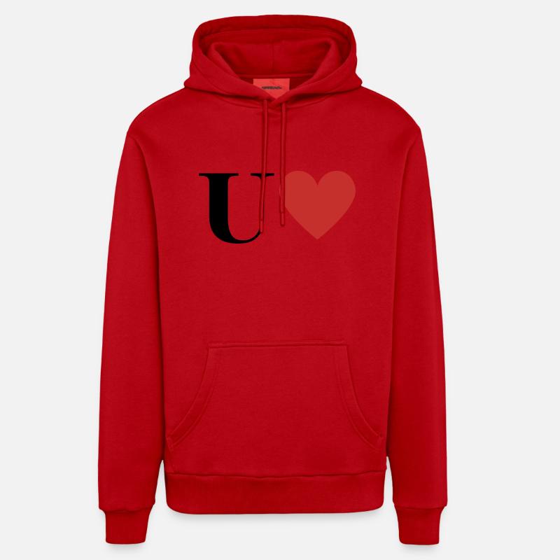 Buchstabe u rotes Herz - Organic Relaxed Hoodie Made in EU - Rot