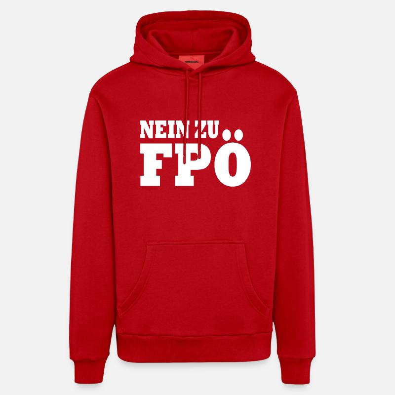 Non à fpö - Sweat à capuche bio décontracté fabriqué en UE - rouge