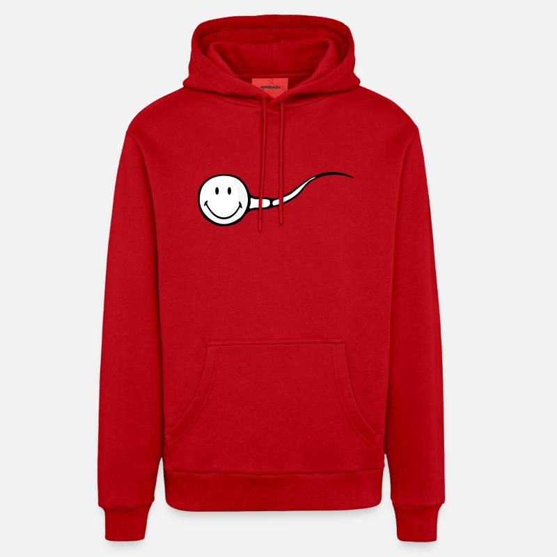 Smiley Sperm - Sweat à capuche bio décontracté fabriqué en UE - rouge