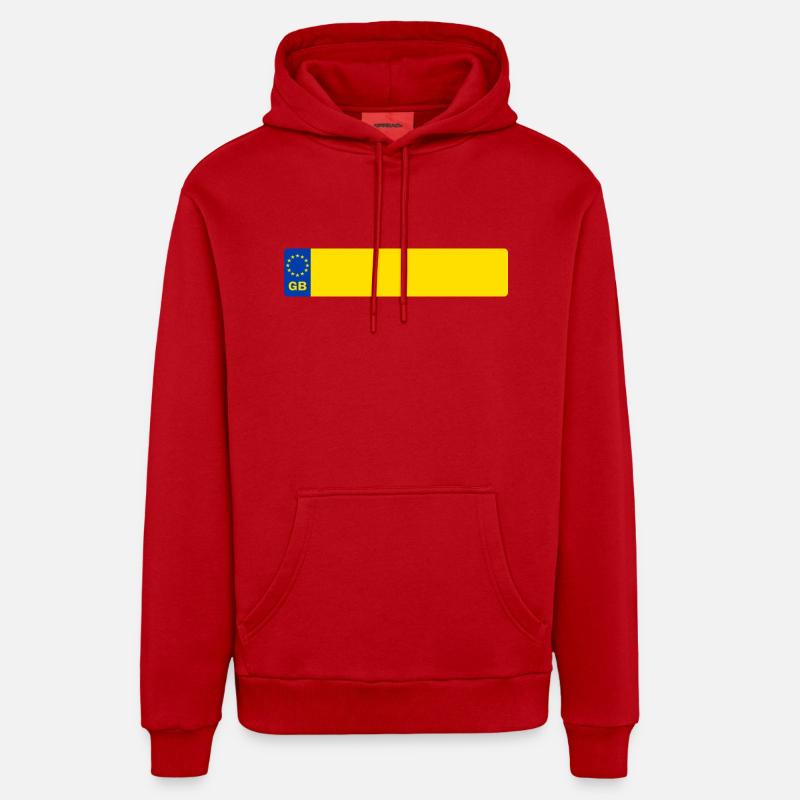 plaque d'immatriculation GB - Sweat à capuche bio décontracté fabriqué en UE - rouge