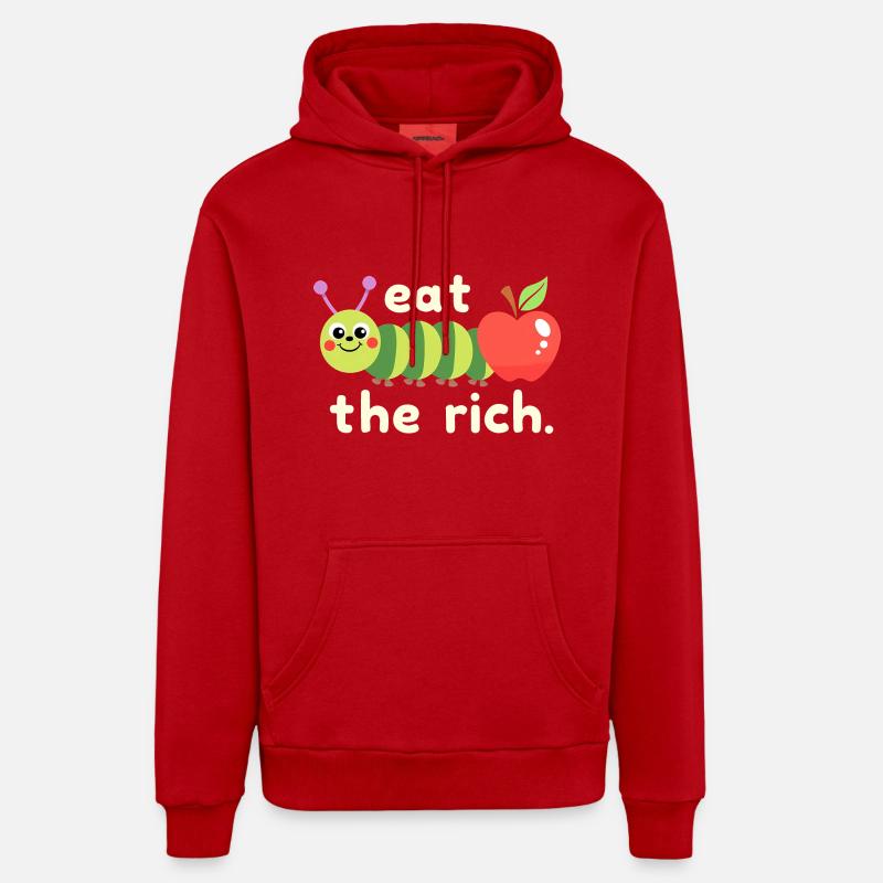 Ver affamé - Chenille Kawaii - Sweat à capuche bio décontracté fabriqué en UE - rouge