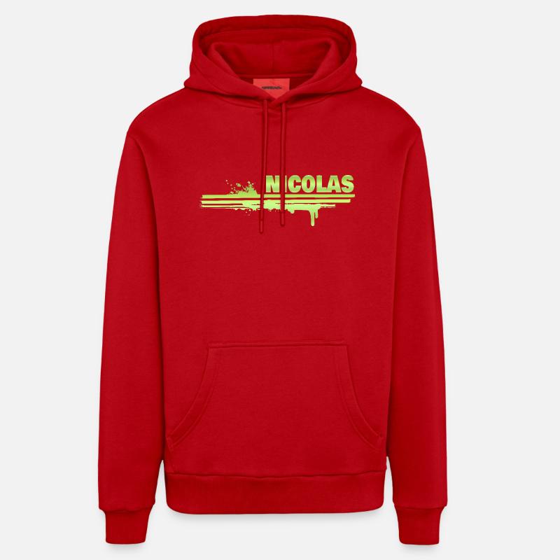 Cadeau pour Nicolas - Sweat à capuche bio décontracté fabriqué en UE - rouge