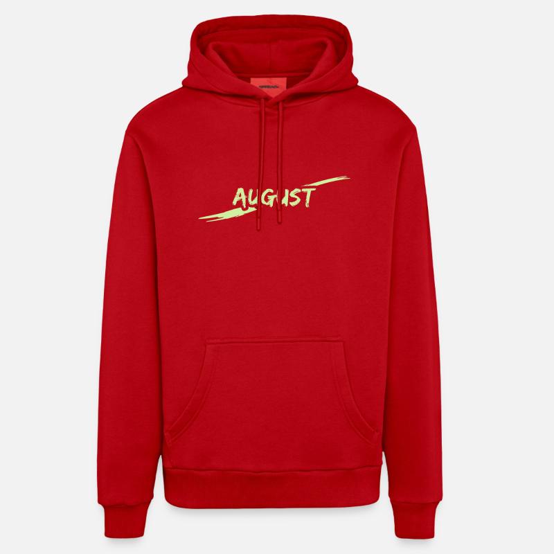 Août - Sweat à capuche bio décontracté fabriqué en UE - rouge