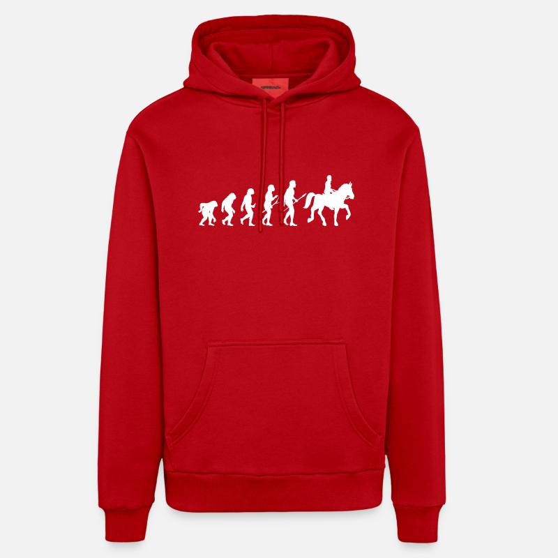 Monter des chevaux Evolution - Sweat à capuche bio décontracté fabriqué en UE - rouge
