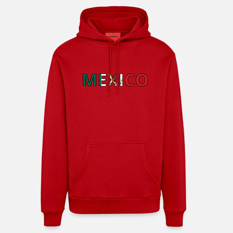 Drapeau Mexico - Sweat à capuche bio décontracté fabriqué en UE - rouge
