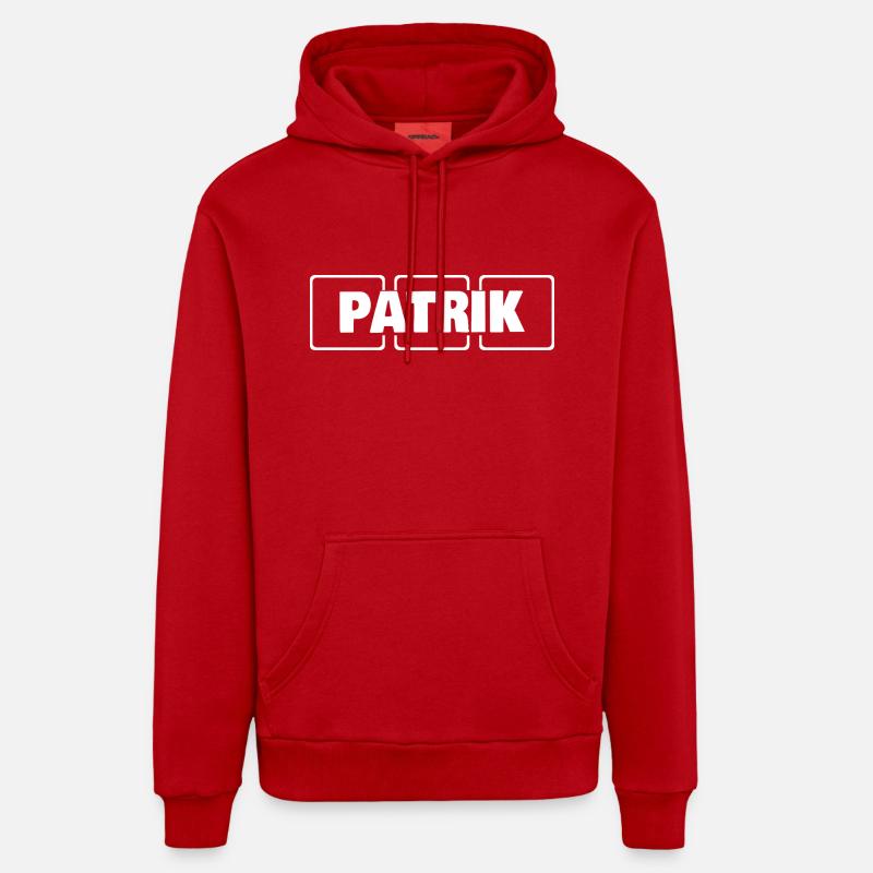 Nom Patrik - Sweat à capuche bio décontracté fabriqué en UE - rouge