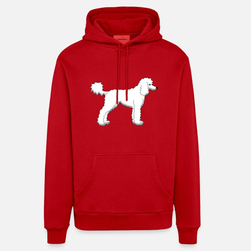 White poodle - Sweat à capuche bio décontracté fabriqué en UE - rouge