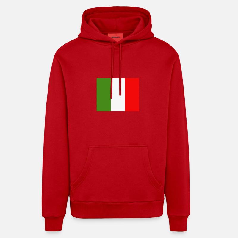 Drapeau de l'Italie - Sweat à capuche bio décontracté fabriqué en UE - rouge