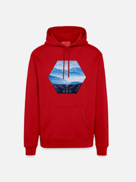 Best Dad Strong Bear Papa - Organic Relaxed Hoodie Made in EU - red