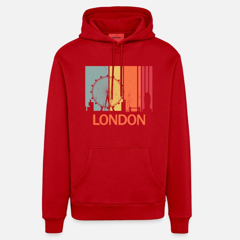 Londres - Sweat à capuche bio décontracté fabriqué en UE - rouge