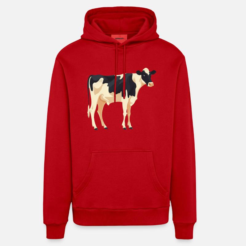Vache debout - conception simple - Sweat à capuche bio décontracté fabriqué en UE - rouge