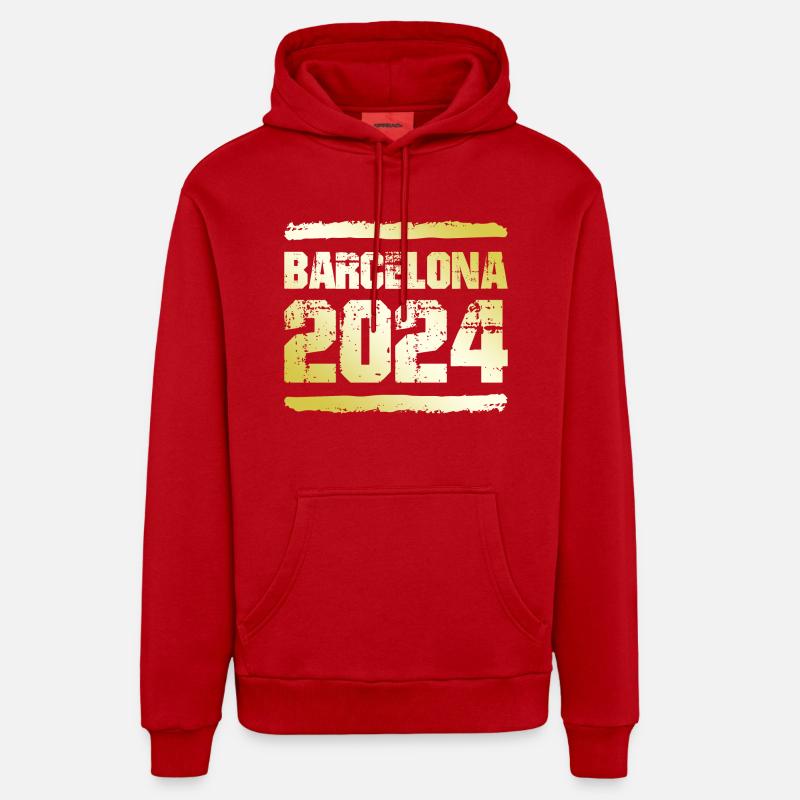 Barcelone 2024 Médaille d’or - Sweat à capuche bio décontracté fabriqué en UE - rouge