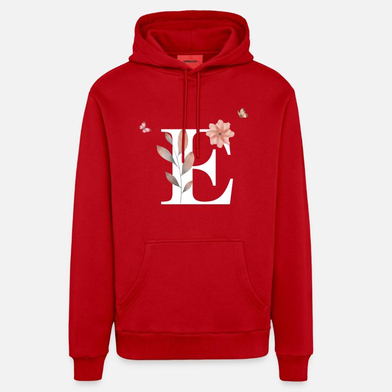 Lettre e fleurs sauvages aquarelles - Sweat à capuche bio décontracté fabriqué en UE - rouge