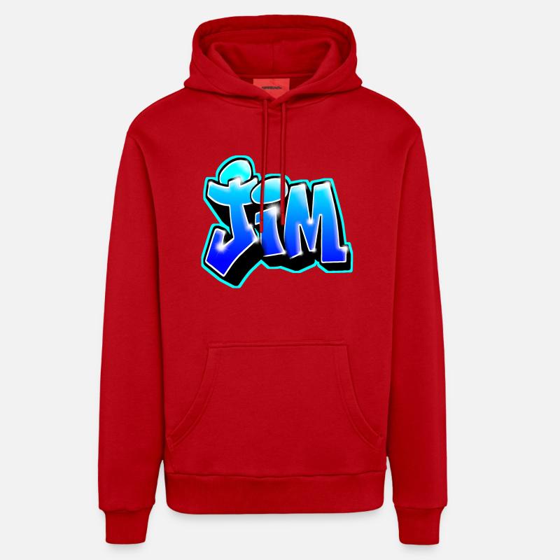 GRAFFITI NAME JIM - Sweat à capuche bio décontracté fabriqué en UE - rouge