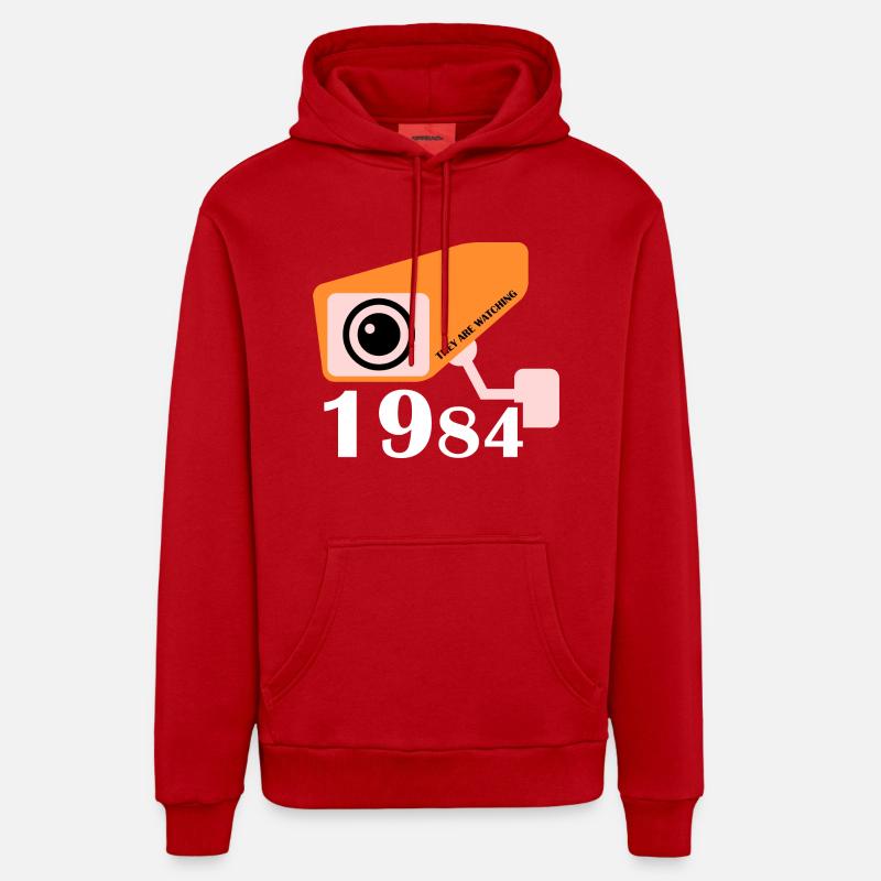 1984 - Ils regardent - Sweat à capuche bio décontracté fabriqué en UE - rouge