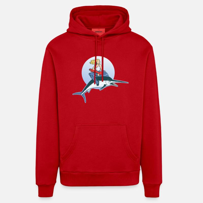 Pin Up sur espadon - Sweat à capuche bio décontracté fabriqué en UE - rouge