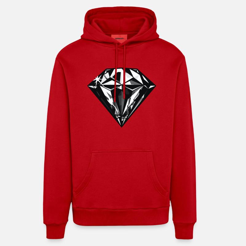Symbole de bijou en diamant - Sweat à capuche bio décontracté fabriqué en UE - rouge