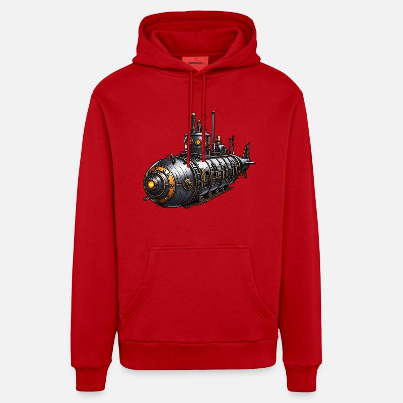 Sous-marin steampunk - Sweat à capuche bio décontracté fabriqué en UE - rouge