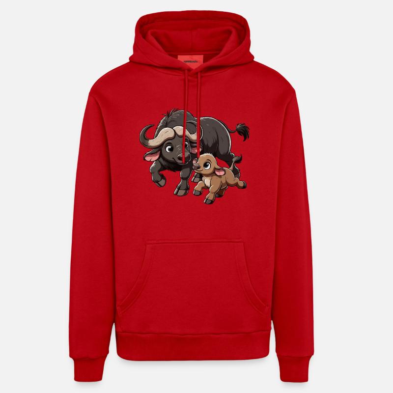 Kapbüffel Mutter und Kind - Organic Relaxed Hoodie Made in EU - Rot