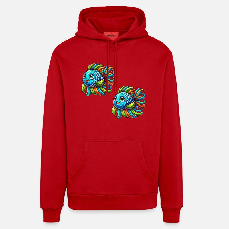 Bande dessinée Poisson 2 - Sweat à capuche bio décontracté fabriqué en UE - rouge