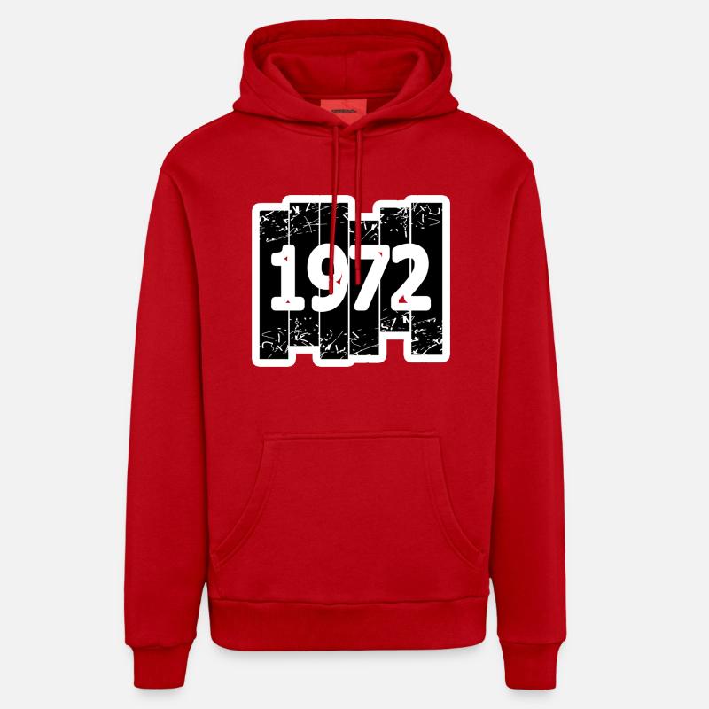 Année 1972 - Sweat à capuche bio décontracté fabriqué en UE - rouge