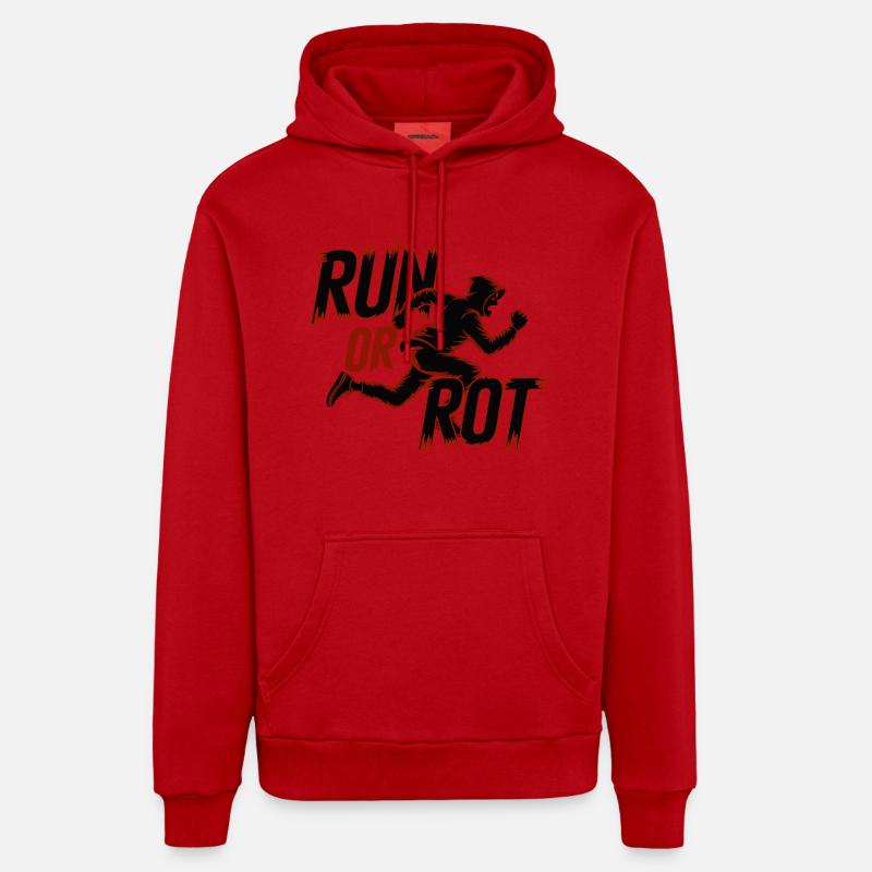 COURIR OU POURRIR - Sweat à capuche bio décontracté fabriqué en UE - rouge