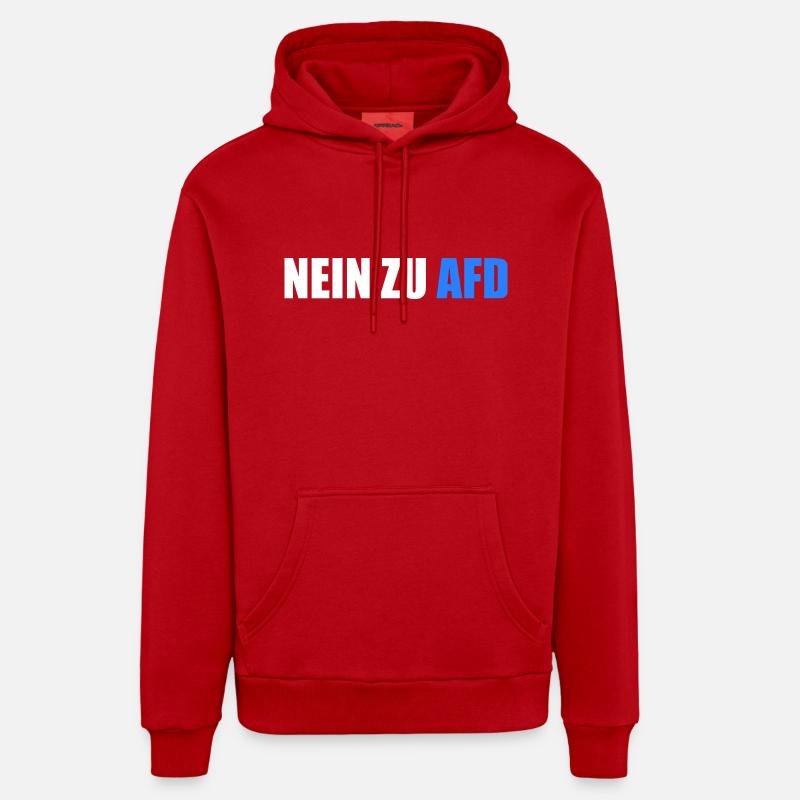 Non à afd - Sweat à capuche bio décontracté fabriqué en UE - rouge