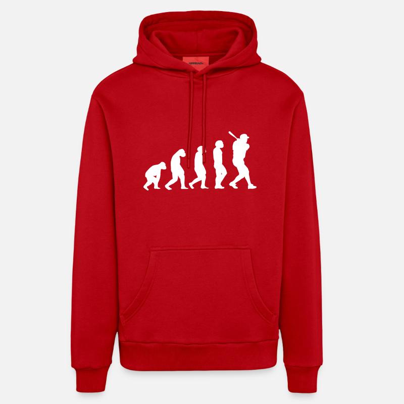 Baseball Player Evolution Baseball - Organic Relaxed Hoodie Made in EU - red