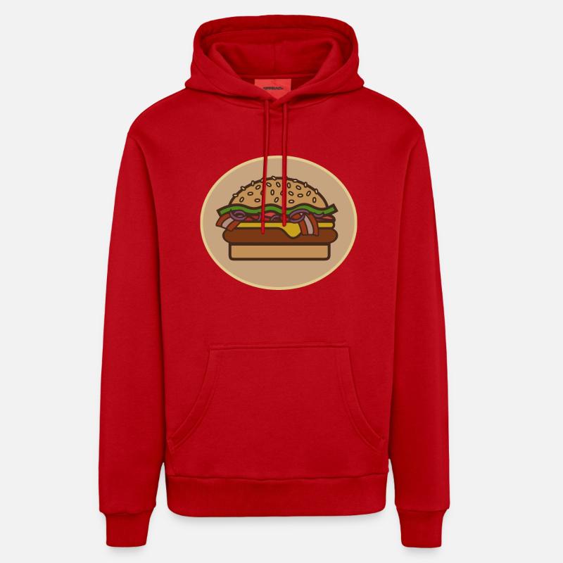 Cheeseburger - Sweat à capuche bio décontracté fabriqué en UE - rouge
