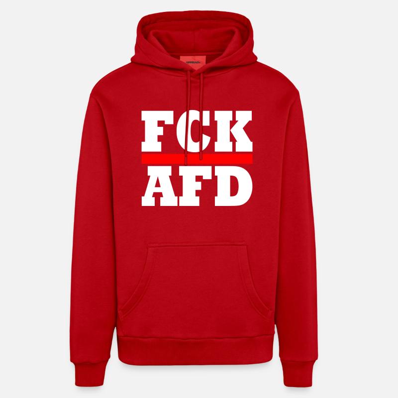 Fck afd - Sweat à capuche bio décontracté fabriqué en UE - rouge