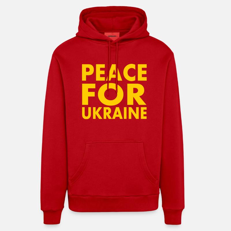 Peace for ukraine - Sweat à capuche bio décontracté fabriqué en UE - rouge