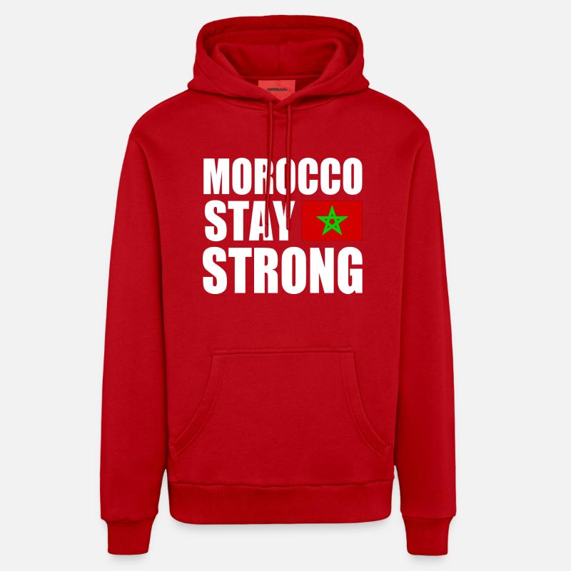 Morocco stay strong - Sweat à capuche bio décontracté fabriqué en UE - rouge