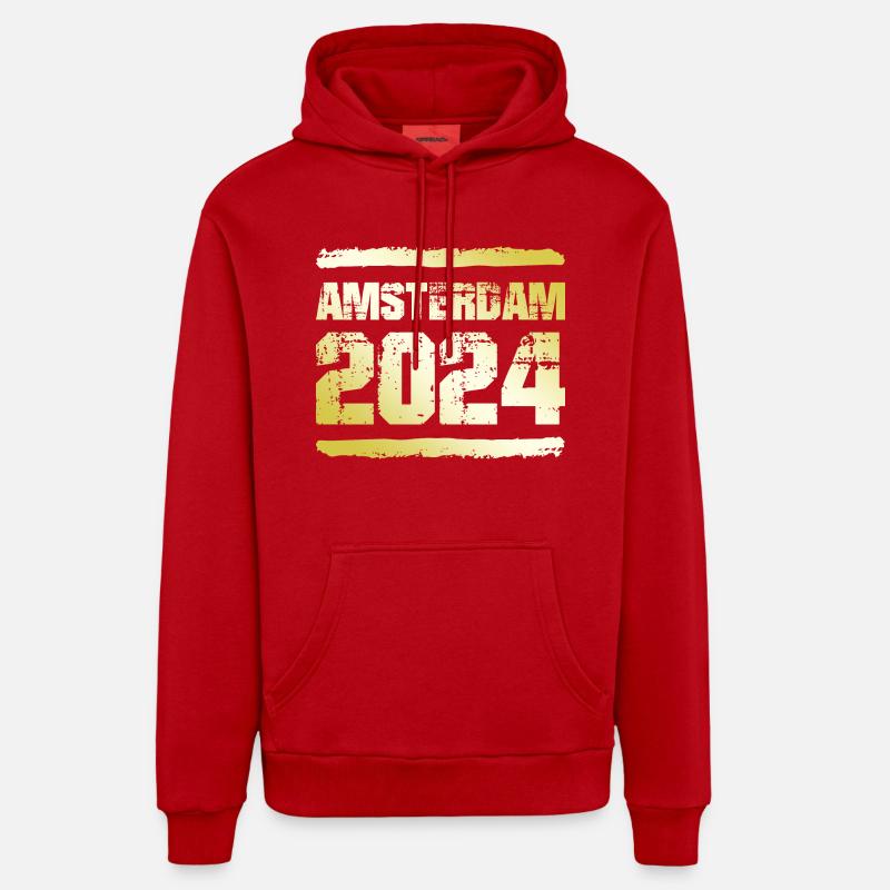 Amsterdam 2024 Médaille d’or - Sweat à capuche bio décontracté fabriqué en UE - rouge
