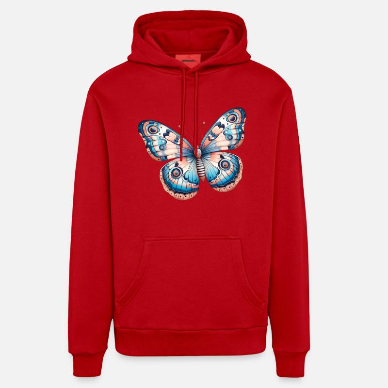 Papillon, fleur - Légèreté Envolée - Sweat à capuche bio décontracté fabriqué en UE - rouge