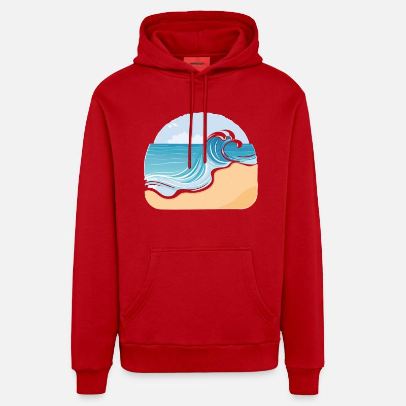 Plage de sable - Sweat à capuche bio décontracté fabriqué en UE - rouge
