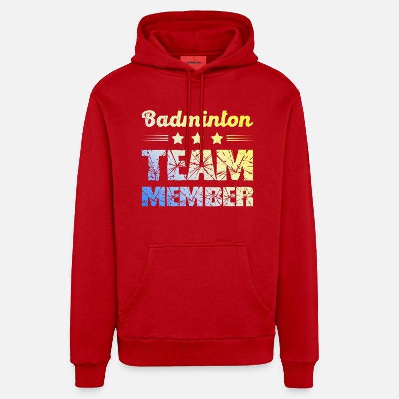 Équipe de badminton - Sweat à capuche bio décontracté fabriqué en UE - rouge