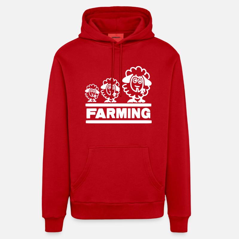Farmer Evolution Mouton - Sweat à capuche bio décontracté fabriqué en UE - rouge