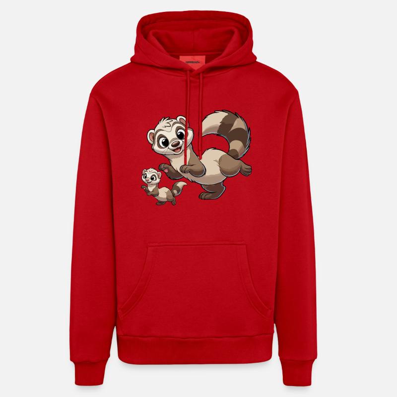 Frettchenmutter mit Kind - Organic Relaxed Hoodie Made in EU - Rot