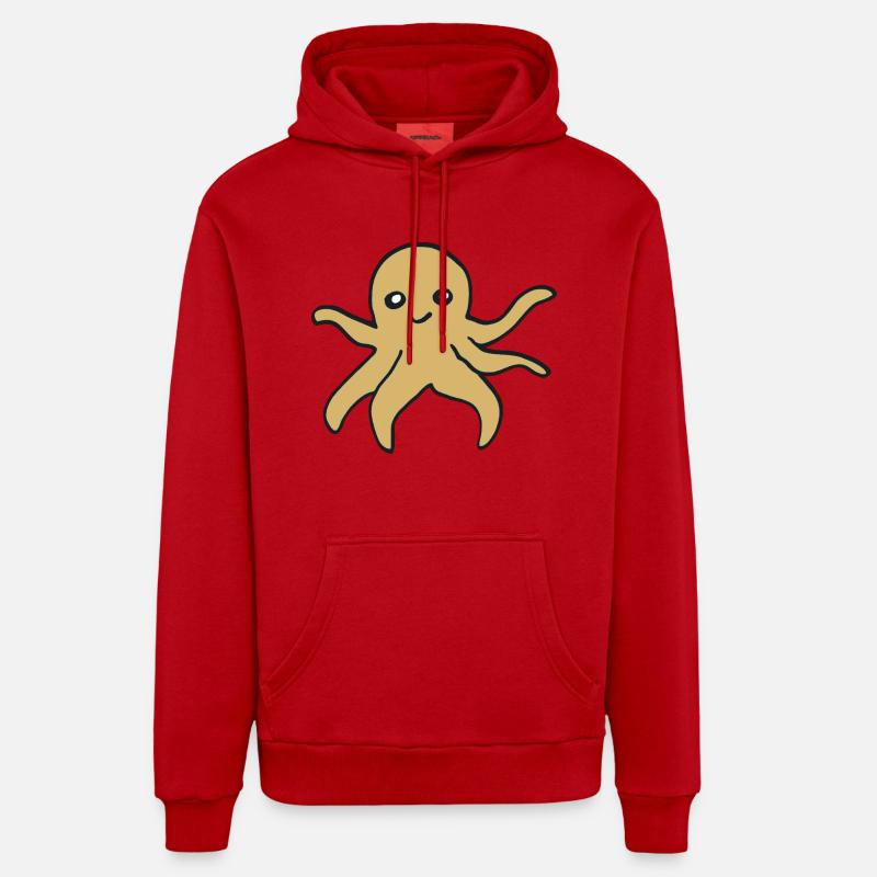 Octopus Or - Sweat à capuche bio décontracté fabriqué en UE - rouge